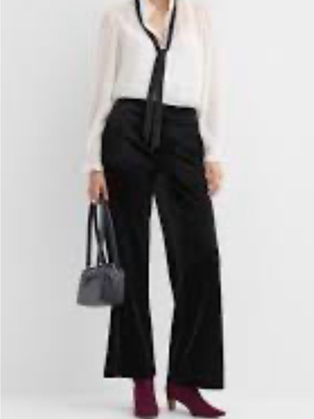 Ann Taylor Black Wide-Leg Velveteen Pant Side Zipper Sz 6. Smoke free. Pet free.